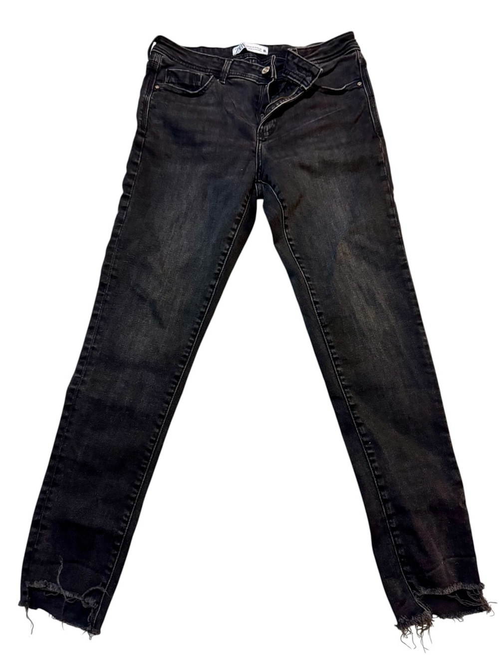 Zara Black Skinny Jeans with Raw Hem